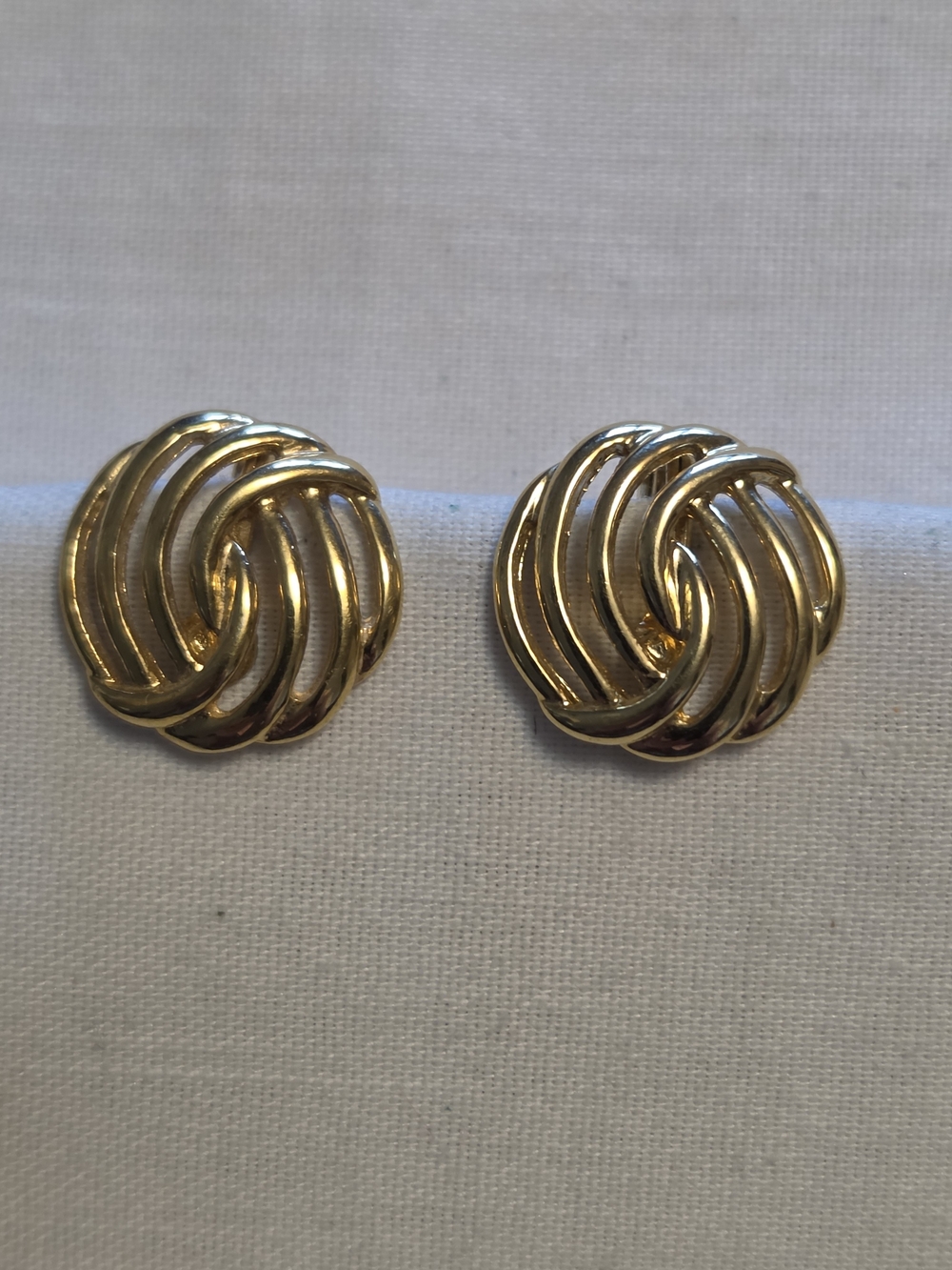 Vtg Monet Polished Gold-Tone Looped Knot Clip-On Earrings